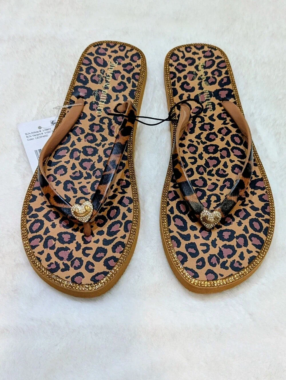 Juicy Couture Y2K Leopard Print Flip Flops